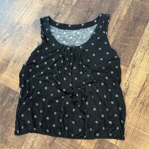LOFT Black and Gray Polka Dot Tank Top